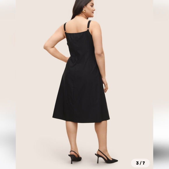 Elegant Black Button-Down Dress with pockets 14/16 - Picture 3 of 6
